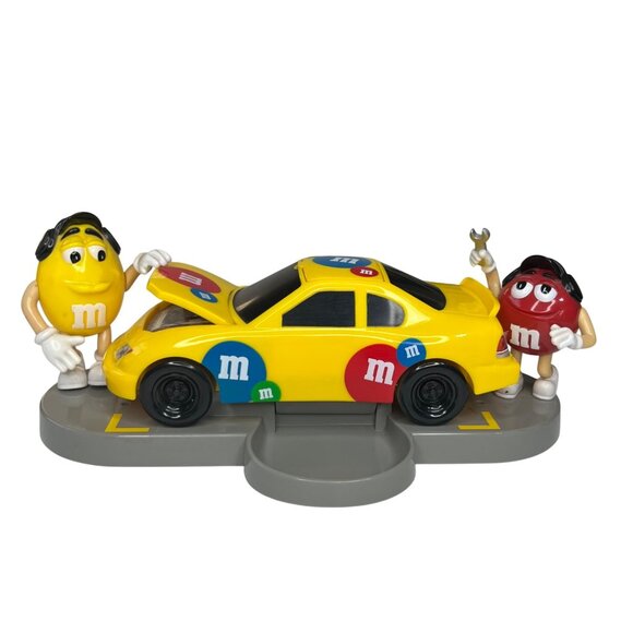 M&Ms Under The Hood Racing Team Toy Car Candy Dispenser Yellow Red - Picture 1 of 8